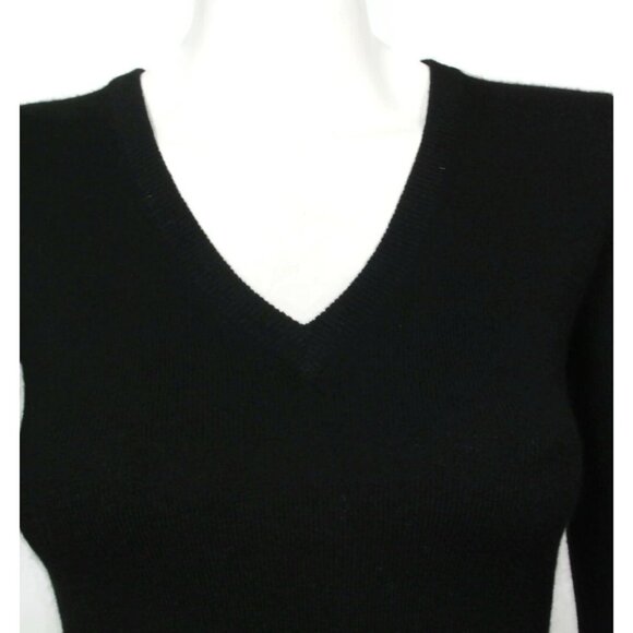 TRIOLOGY 100% Cashmere Black Sweater Womens V-Neck size S /952 - Picture 2 of 6